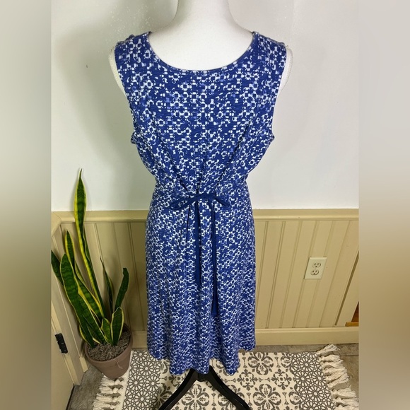 Y2K Vintage Eddie Bauer Cotton Babydoll Midi Dress L Blue Minimalist Cottagecore - Picture 10 of 12